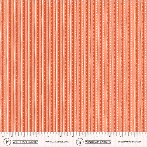 Folky Chicken Coral Scallop Edge Yardage by Natalie Briscoe for Windham Fabrics