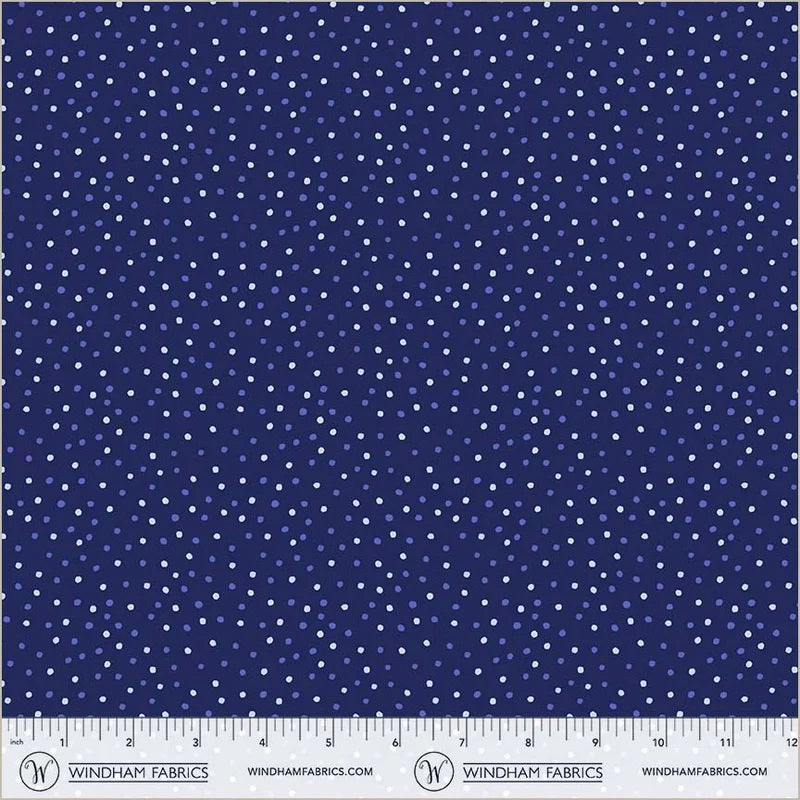 Folky Chicken Indigo Dottie Yardage by Natalie Briscoe for Windham Fabrics