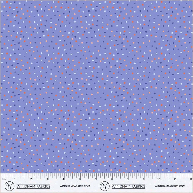Folky Chicken Cobalt Dottie Yardage by Natalie Briscoe for Windham Fabrics