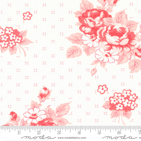 Lighthearted Cream Pink Rosy Yardage by Camille Roskelley for Moda Fabrics