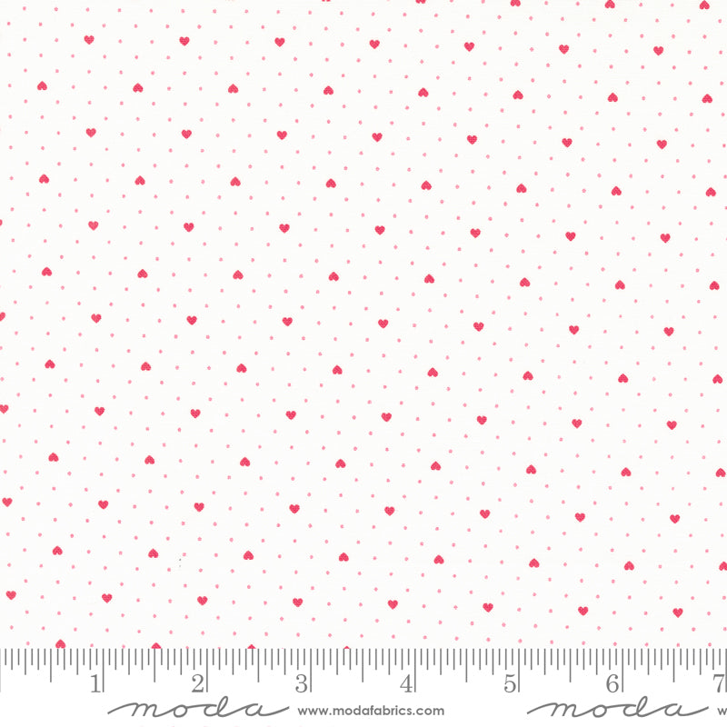 Lighthearted Cream Red Heart Dot Yardage by Camille Roskelley for Moda Fabrics