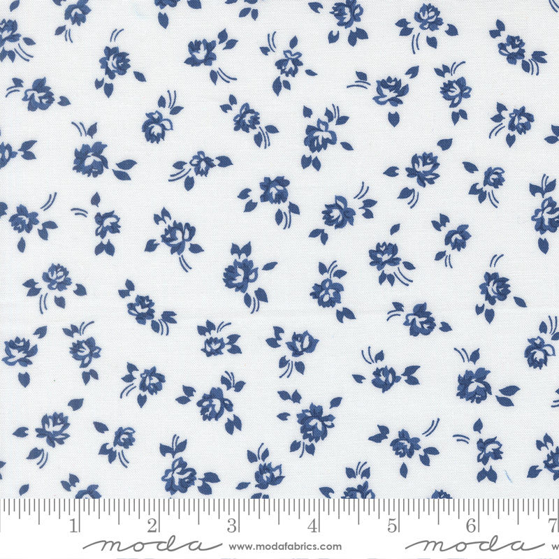 Blueprint White Navy Grace Yardage by Camille Roskelley for Moda Fabrics
