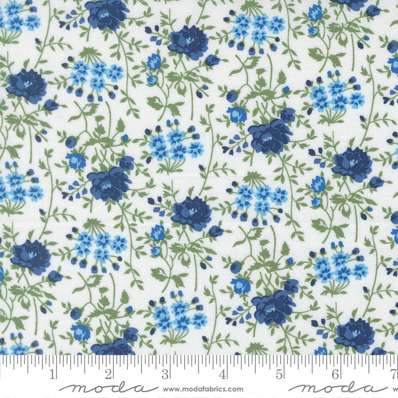 Blueprint White Multi Bloomsbury Yardage by Camille Roskelley for Moda Fabrics