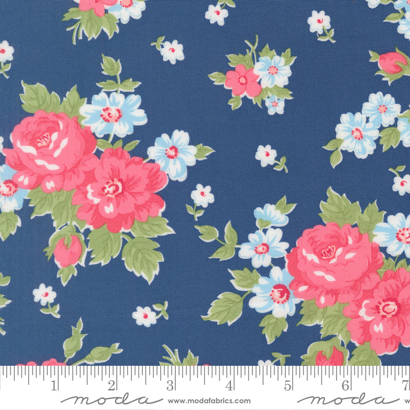 A Cat Named Stitch Sea Blooming Florals Yardage by Camille Roskelley for Moda Fabrics