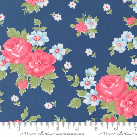 A Cat Named Stitch Sea Blooming Florals Yardage by Camille Roskelley for Moda Fabrics