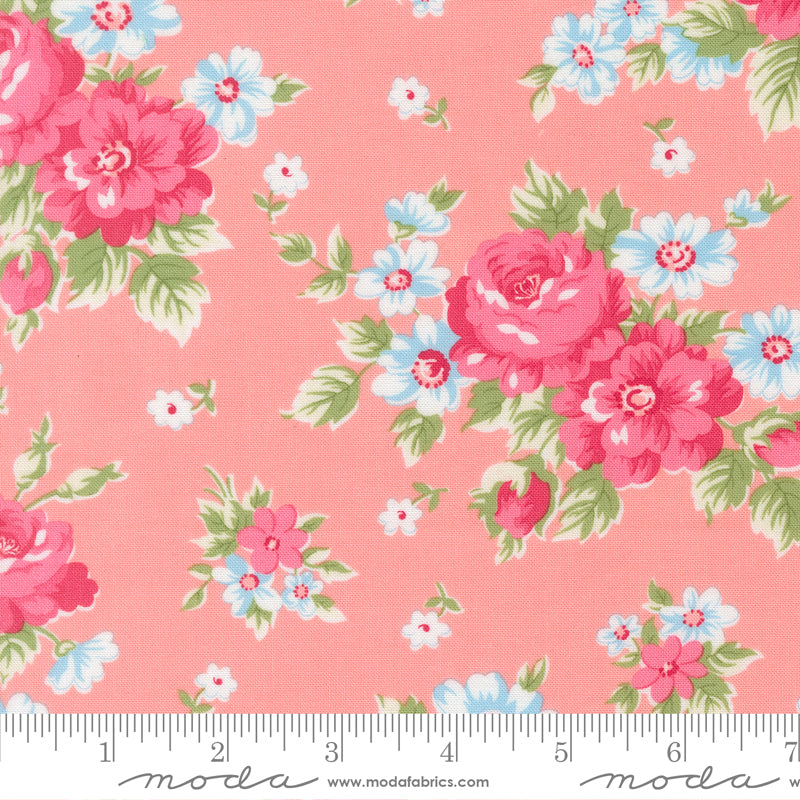 A Cat Named Stitch Blush Blooming Florals Yardage by Camille Roskelley for Moda Fabrics