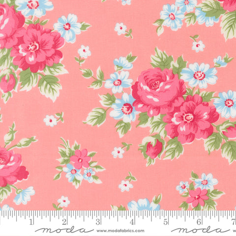 A Cat Named Stitch Blush Blooming Florals Yardage by Camille Roskelley for Moda Fabrics