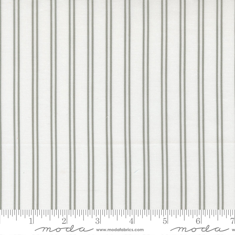 A Cat Named Stitch Cream Grey Stitch Stripe Yardage by Camille Roskelley for Moda Fabrics