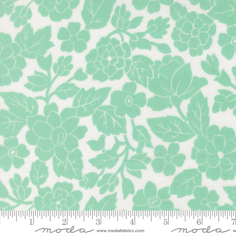 Bloomsberry White Aqua London Damask Yardage by Camille Roskelley for Moda Fabrics