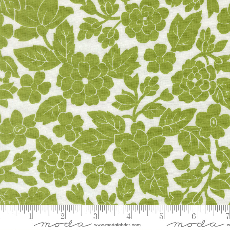 Bloomsberry White Leaf London Damask Yardage by Camille Roskelley for Moda Fabrics