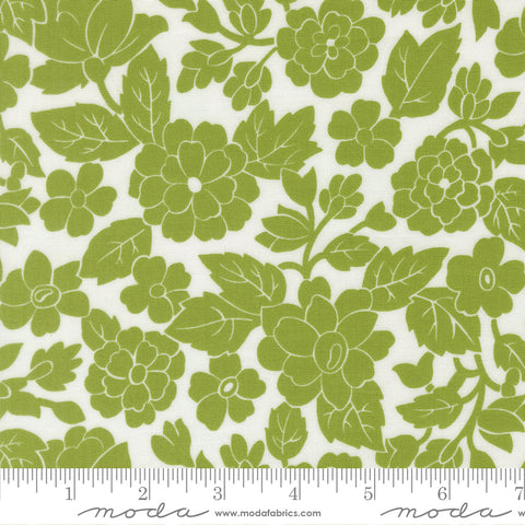 Bloomsberry White Leaf London Damask Yardage by Camille Roskelley for Moda Fabrics