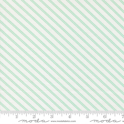 Bloomsberry White Aqua Stripe Yardage by Camille Roskelley for Moda Fabrics