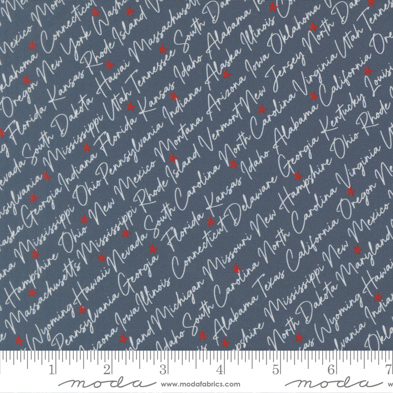 Independence Day Indigo The States Yardage by Sweetwater for Moda Fabrics