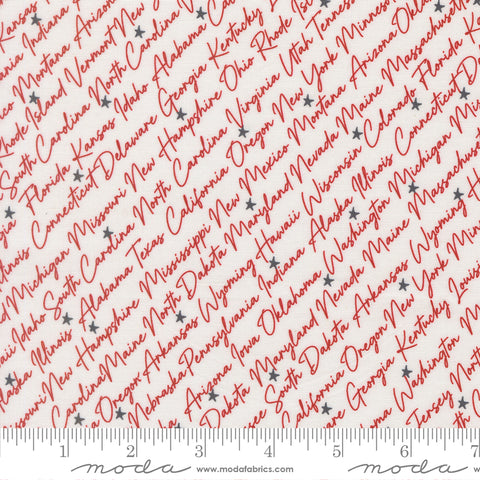 Independence Day Vanilla Red The States Yardage by Sweetwater for Moda Fabrics