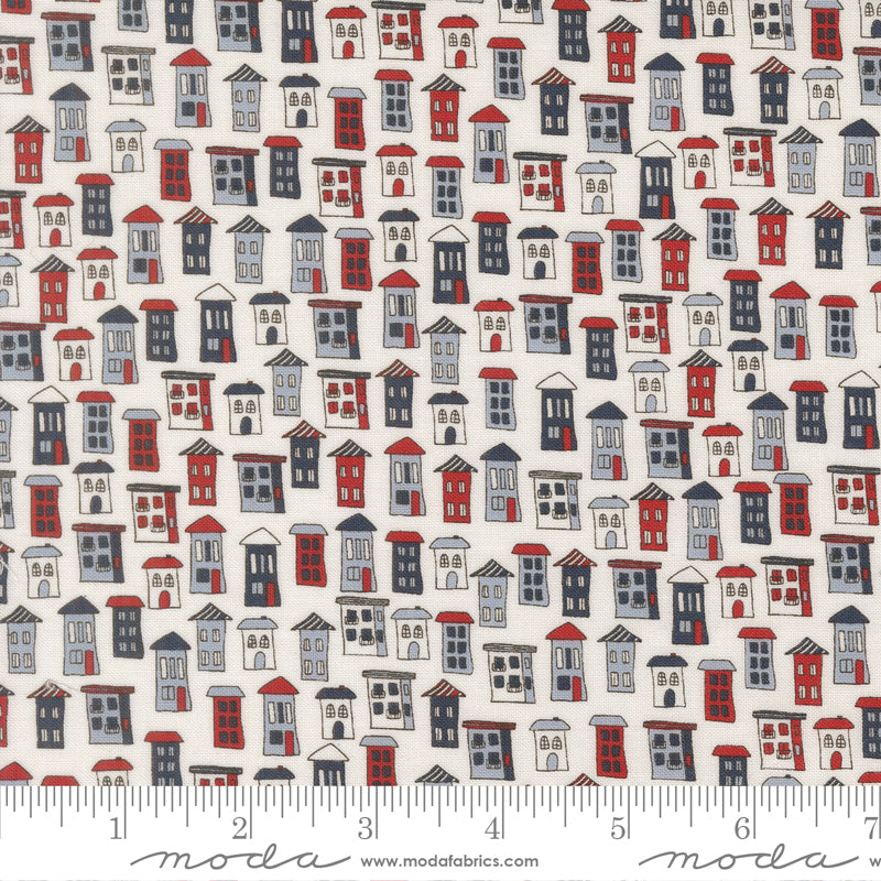 Independence Day Vanilla American Houses Yardage by Sweetwater for Moda Fabrics