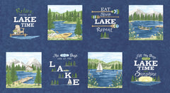 On Lake Time Deep Water Panel by Deb Strain for Moda Fabrics