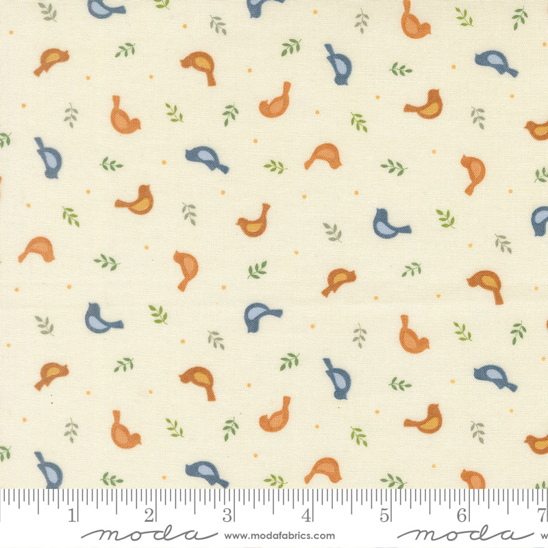 Family Tree Warm White Tossed Birds Yardage by Deb Strain for Moda Fabrics