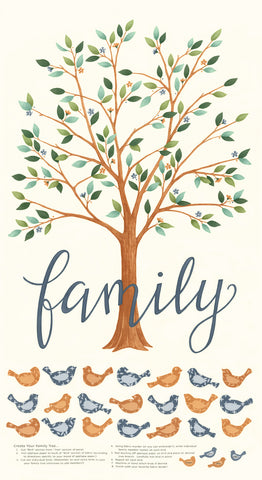 Family Tree Warm White Panel by Deb Strain for Moda Fabrics