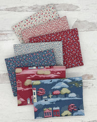 Village Life Blenders Burgundy/Blue Fat Quarter Bundle by Tilda for Tilda Fabrics (