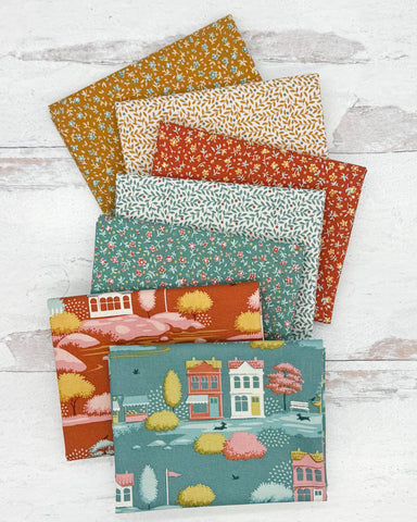 Village Life Blenders Rust/Teal Fat Quarter Bundle by Tilda for Tilda Fabrics