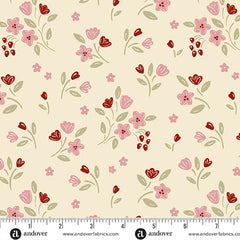 Cozy House Blush Apple Blossom Yardage by Judy Jarvi for Andover Fabrics