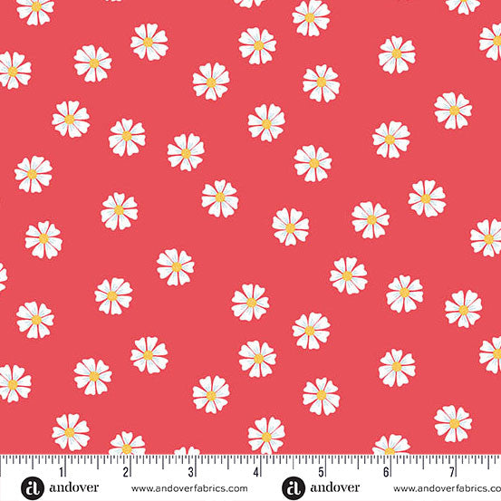 Oh Say Can You Sew Red Dancing Daisies Yardage by Amy Latta for Andover Fabrics