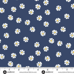 Oh Say Can You Sew Navy Dancing Daisies Yardage by Amy Latta for Andover Fabrics