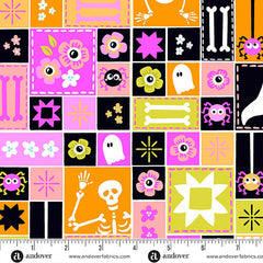 Ghostly Garden Pink Sew Spooky Yardage by KP Creates for Andover Fabrics