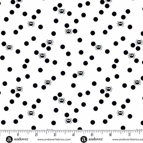 Ghostly Garden White Spin and Spot Yardage by KP Creates for Andover Fabrics