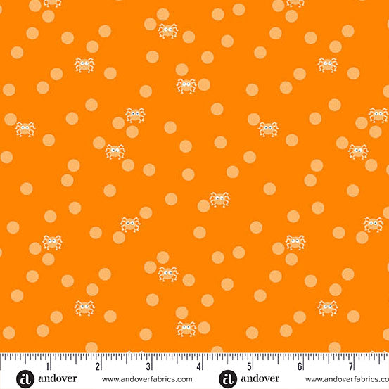 Ghostly Garden Orange Spin and Spot Yardage by KP Creates for Andover Fabrics