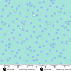 Ghostly Garden Aqua Spin and Spot Yardage by KP Creates for Andover Fabrics