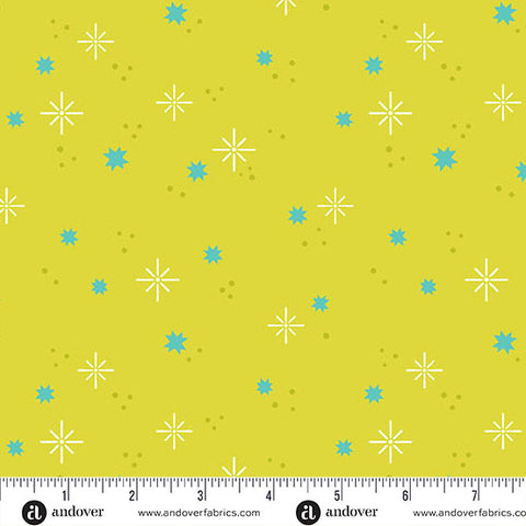 Ghostly Garden Green Stardust Yardage by KP Creates for Andover Fabrics