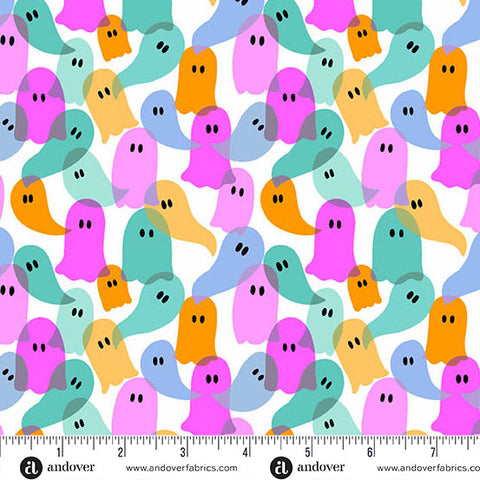 Ghostly Garden Multi Ghost Party Yardage by KP Creates for Andover Fabrics