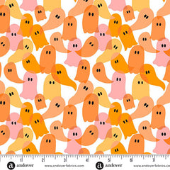 Ghostly Garden Orange Ghost Party Yardage by KP Creates for Andover Fabrics