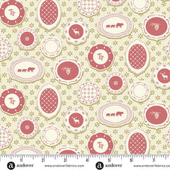 A Woodsy Cottage Pale Green Plate Wall Yardage by Judy Jarvi for Andover Fabrics