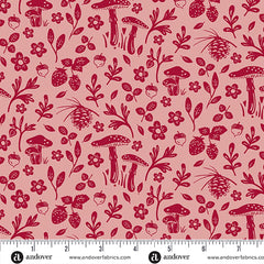 A Woodsy Cottage Rose Pink Woody Path Yardage by Judy Jarvi for Andover Fabrics