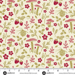 A Woodsy Cottage Warm White Woody Path Yardage by Judy Jarvi for Andover Fabrics