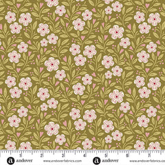 A Woodsy Cottage Olive Green Cottage Garden Yardage by Judy Jarvi for Andover Fabrics