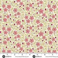 A Woodsy Cottage Warm White Cottage Garden Yardage by Judy Jarvi for Andover Fabrics