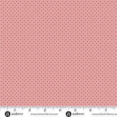 A Woodsy Cottage Rose Pink Polka Dot Yardage by Judy Jarvi for Andover Fabrics