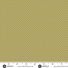 A Woodsy Cottage Light Olive Polka Dot Yardage by Judy Jarvi for Andover Fabrics