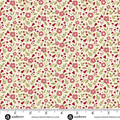 A Woodsy Cottage Warm White Little Darling Yardage by Judy Jarvi for Andover Fabrics