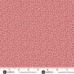 A Woodsy Cottage Rose Pink Little Leaves Yardage by Judy Jarvi for Andover Fabrics