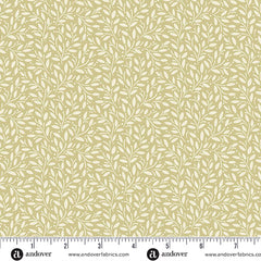 A Woodsy Cottage Pale Green Little Leaves Yardage by Judy Jarvi for Andover Fabrics