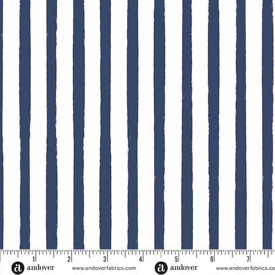 Oh Say Can You Sew Navy Broad Stripes Yardage by Amy Latta for Andover Fabrics
