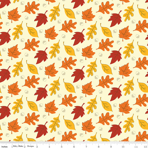 BOLT END 26" Fall's In Town Cream Leaves Yardage by Sandy Gervais for Riley Blake Designs