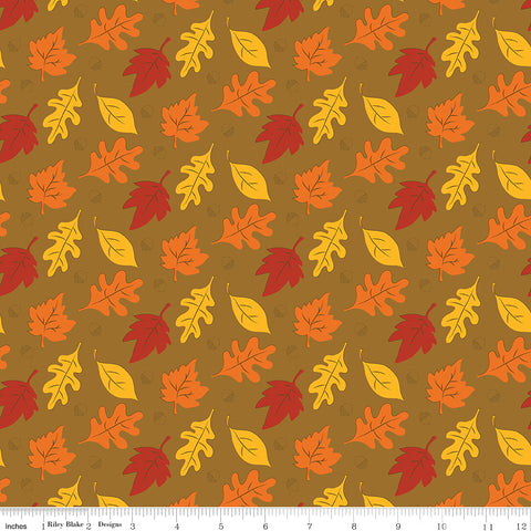 Fall's In Town Tan Leaves Yardage by Sandy Gervais for Riley Blake Designs