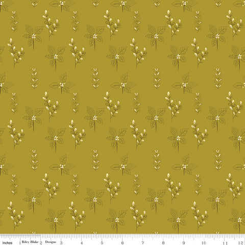 Fall's In Town Green Drawing Yardage by Sandy Gervais for Riley Blake Designs