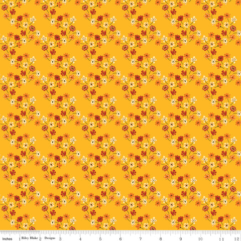 Fall's In Town Gold Floral Yardage by Sandy Gervais for Riley Blake Designs