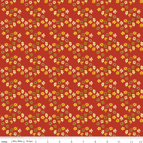 Fall's In Town Red Floral Yardage by Sandy Gervais for Riley Blake Designs